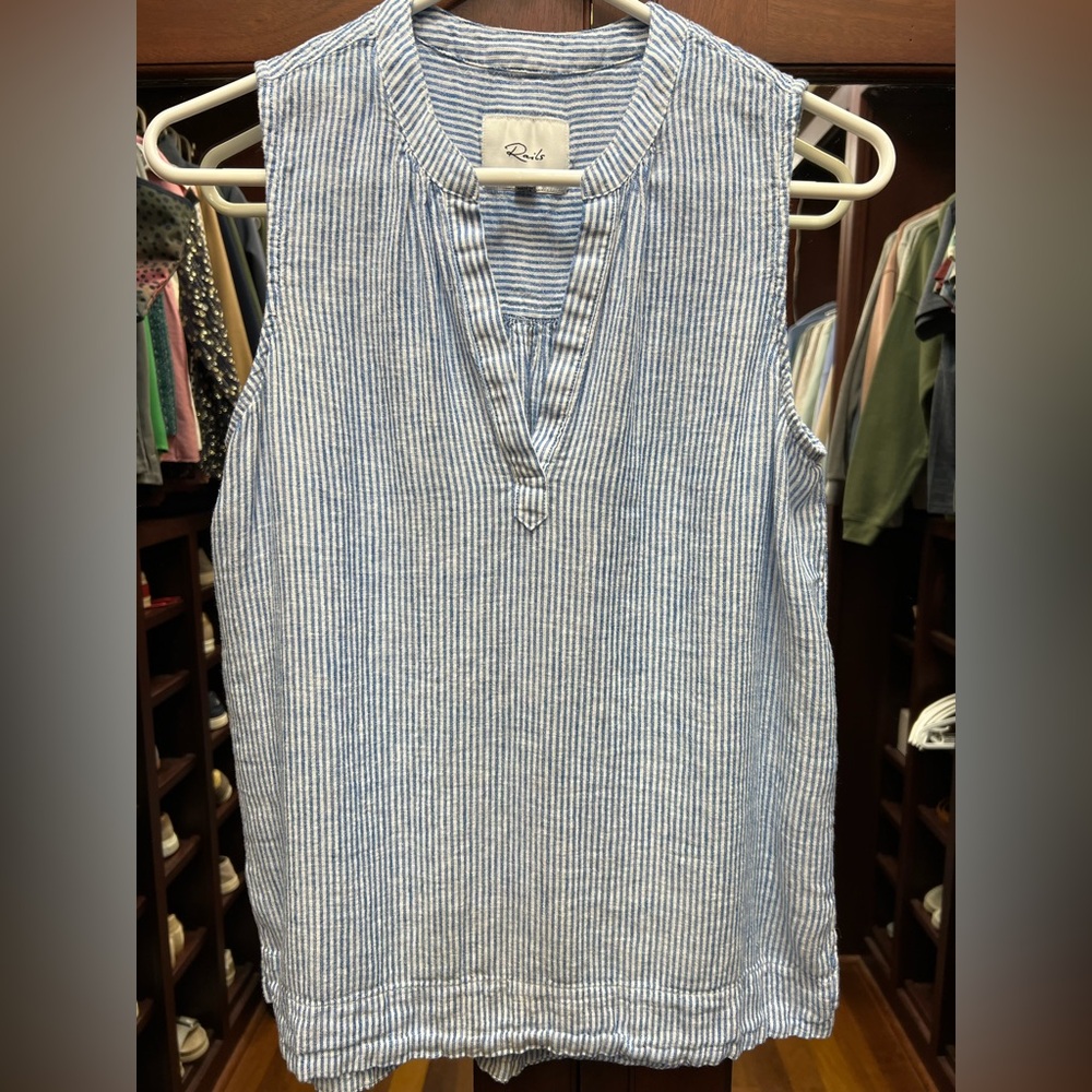 Rails XS Striped Blue & White Sleeveless Top